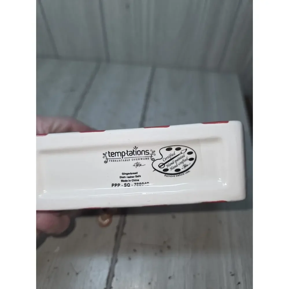 TEMP-TATIONS Gingerbread Measuring Spoons & Sleigh Hand Painted Ceramic Set New
